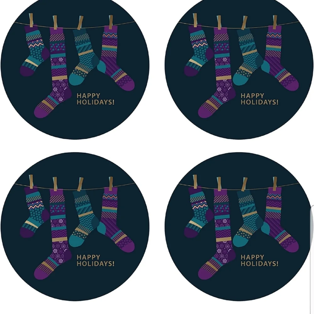 50 ct  2 Inch Circle, Gold Foil & Spot UV Effect , Merry Christmas Stick…